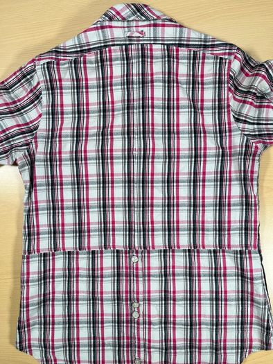 Quicksilver Button Up Short Sleeve Shirt Pink Plaid Sz Small - Pearl Button