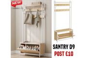 Shoe Rack with Bench Coat Hooks Top Shelf Hall Tree