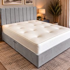 New light grey 4ft6 base headboard and mattress!!!