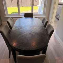 EZ living Monroe extending dining table only - black ash / gray