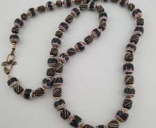 Vintage Venetian Style Strip & Trade Glass Bead Necklace