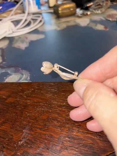 silver old brooch