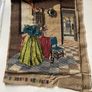 Vintage Penelope / Needlepoint Tapestry Design No. 3922) depicting a interior genre scene of a woman in a blue bodice and yellow skirt arranging flowers by a table. Image 5