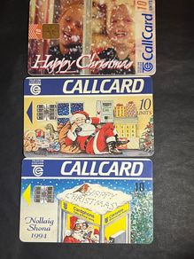 1990's Christmas theme telecom eireann call cards x 3