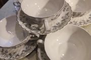 Rare find 10 pieces set Johnson Brothers Ironstone Snow White Pattern  5 soup bowls and soup saucers