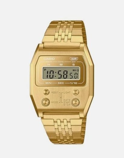 CASIO A1100GV-9JF PREMIUM Series full steel gold IP wristwatch New with tabs