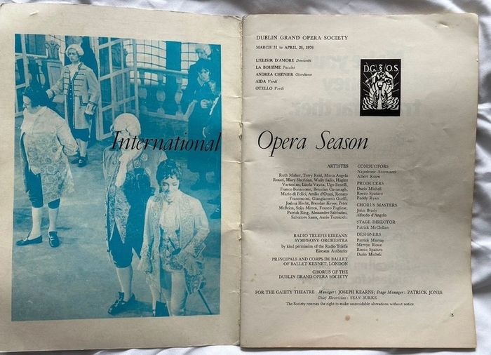 Dublin Grand Opera Society Spring Season 1976 Souvenir Programme  Signed with Autographs