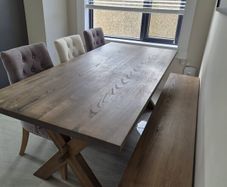 Dining table set and matching island chairs
