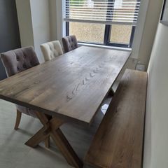 Dining table set and matching island chairs