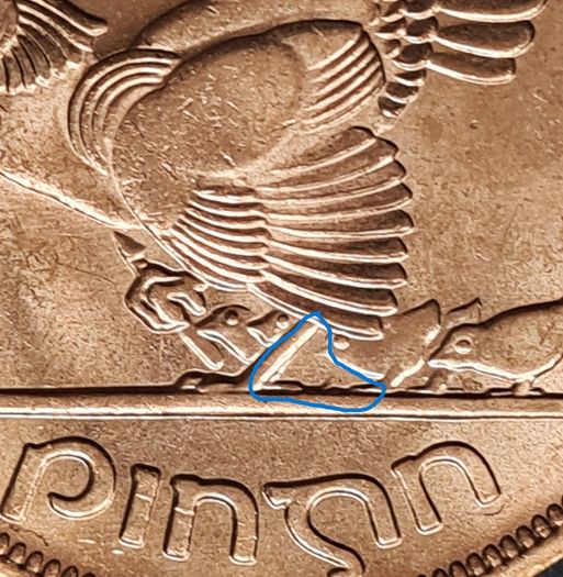 Excellent Chickless BU Ireland 1968 1d Penny Missing Chick Variety Error coin.