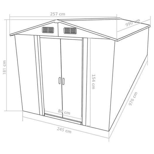 Garden Shed Anthracite 257x990x181 cm Galvanised steel