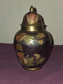 Vintage Cloisonne Brass Jar