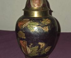 Vintage Cloisonne Brass Jar