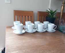 Denby White Mugs With Saucers 1/2 pt X 8