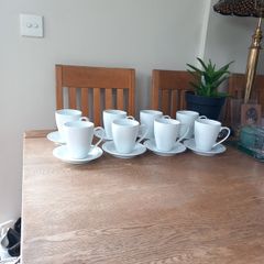 Denby White Mugs With Saucers 1/2 pt X 8
