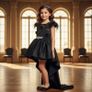 Girls Occasion Dress  The Odile, Black Lace & Fea Image 2