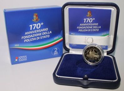 Italy 2 Euro Commemorative Coin 2022 - Italian National Police. Proof.