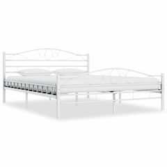 Bed Frame White Metal 160x200 cm