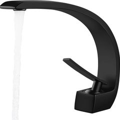 Bathroom Taps Black Basin Mixer Tap Single Lever Bathroom Sink Taps Matte Black Modern Basin Tap 1 Hole Brass, Mono Sink Faucet with Hot and Cold G1/2 Adaptor for Washroom, Cloakroom