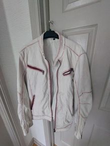 Mens White Leather Jacket / Tyler Durden