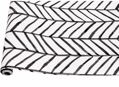 Geometric Pattern Modern Minimalist Wallpaper Herringbone Black White Vinyl Self Adhesive Decorative (MULTIPLE SIZES)