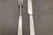 Antique A set of sterling silver and mother of pearl fruit knives and forks