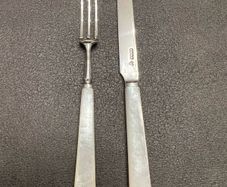 Antique A set of sterling silver and mother of pearl fruit knives and forks