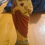 Vintage Statue Of The Sacred Heart. 23cm (9inches) X 7 Cm Wide (3 Inches). In Good Condition. See Photos For Same. Image 4
