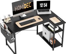 FREE EXPRESS SHIPPING L Shaped Desk 100CM Computer Desk Study Office Desk Gaming Desk Writing Table With Bookshelf Reversible Corner Desk For Home Office Studio Workstation