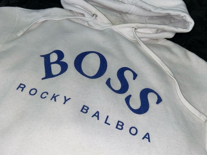ROCKY BALBOA BOSS white hoodie ROCKY IV boxing movie Official Sylvester Stallone merchandise