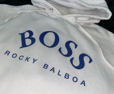 ROCKY BALBOA BOSS white hoodie ROCKY IV boxing movie Official Sylvester Stallone merchandise