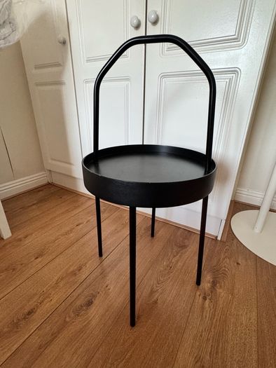 IKEA BURVIK Side Table black Portable Tray Table Handle.
