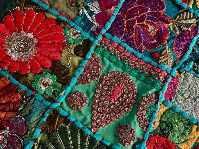 Pair of Handmade Indian Patchwork Embroidered Cushion Covers