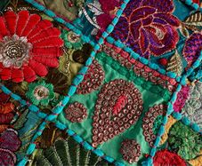 Pair of Handmade Indian Patchwork Embroidered Cushion Covers