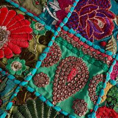 Pair of Handmade Indian Patchwork Embroidered Cushion Covers
