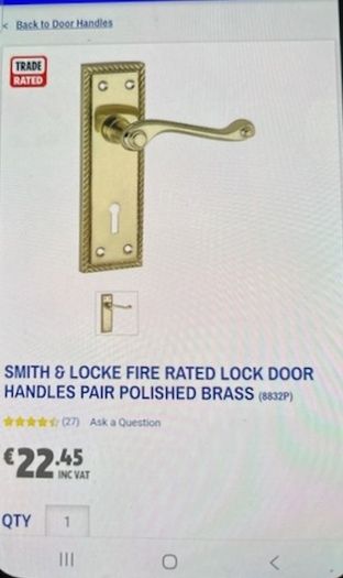 Door Handles Brass (PER PAIR).
