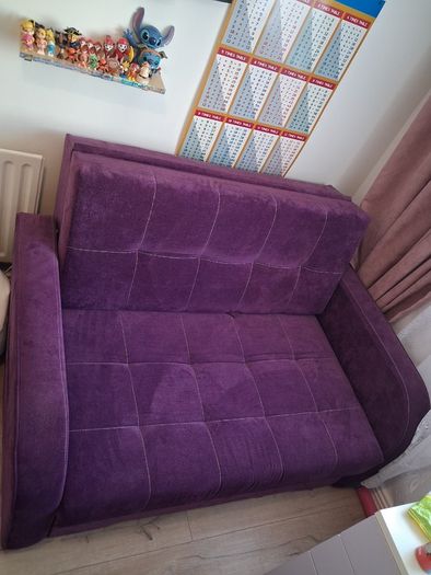 Purple fabric sofa bed