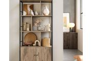 Bookcase with 4 open shelves oak brown-black