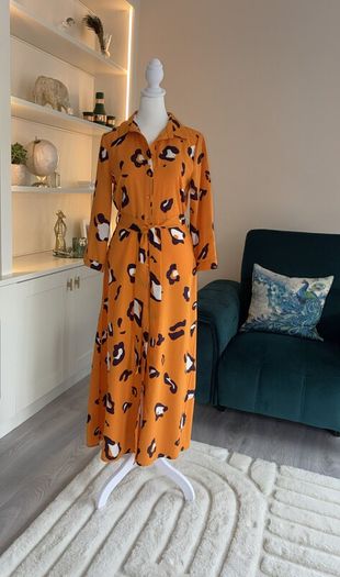 Brand-new Ladies Orange Long-sleeved Shirt Dress from Pieces