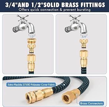 NEW SALE | Garden Hose 50ft - Expanding Water Hose with 10 Function Nozzle, 4 Layer Latex, 3/4" &1/2'' Fitting Connectors, Easy Storage Garden Water Hose