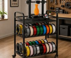 3D Printer Filament Storage Rack 3 Tier Heavy Duty Storage Shelf, Rolling Filament Spool Holders Racks with Wheels, Filaments Organzied for 3D Printing Station, Office, Workshop (Shelf Only)