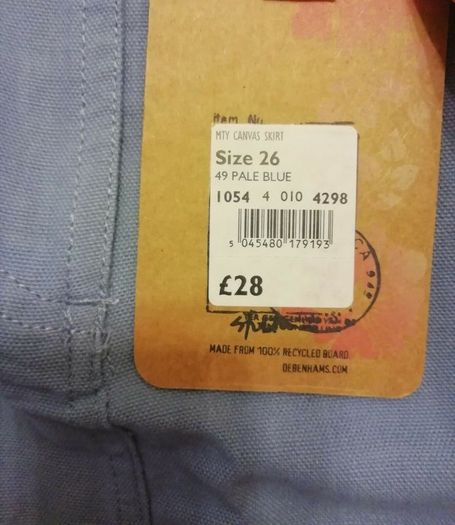 Mantaray Blue Canvas Cotton Knee Length A-line Skirt New With Tags RRP 35 Euro. Size  UK26