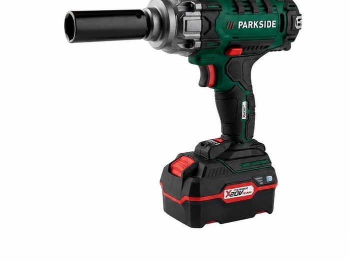 Parkside Powerful 20V 400Nm Cordless Vehicle Impact Wrench With Accessories and Batteries