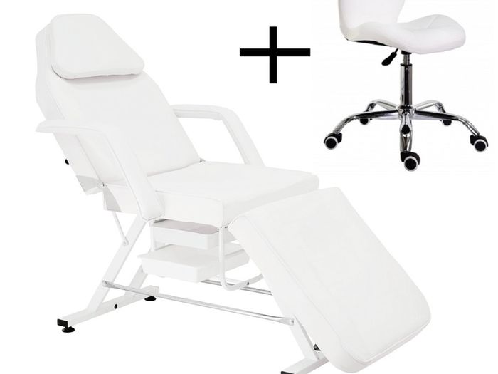 Beauty bed with drawers + backrest stool tattoo spa