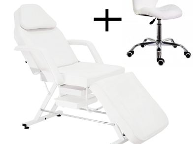 Beauty bed with drawers + backrest stool tattoo spa