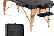 Portable Massage Table Massage Bed Lash Bed Facial Bed SPA Bed Tattoo Table Height Adjustment Carrying Bag 2 Section Wooden (FREE POSTAGE)