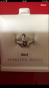 Ladies sliver claddagh ring size 8