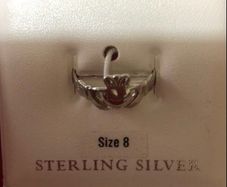Ladies sliver claddagh ring size 8