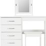 White gloss dressing table with stool and mirror Image 2
