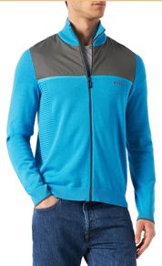 BOSS Zowan Men's Cardigan Sweater, Open Blue, Size L